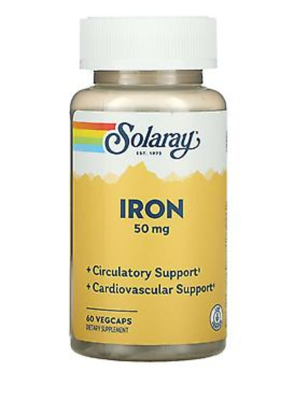 Solaray, Iron, 50 mg, 60 VegCaps
Brand: Solaray